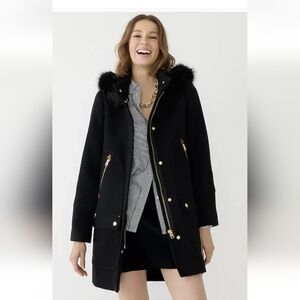 J.Crew Sz 4 Nello Gori Chateau Parka in Italian Stadium-Cloth Wool Black